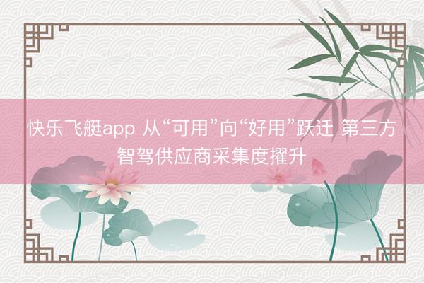 快乐飞艇app 从“可用”向“好用”跃迁 第三方智驾供应商采集度擢升