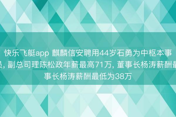 快乐飞艇app 麒麟信安聘用44岁石勇为中枢本事东说念主员, 副总司理陈松政年薪最高71万, 董事长杨涛薪酬最低为38万